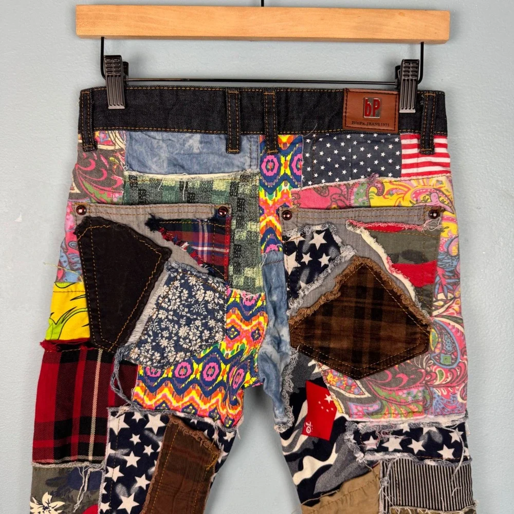 Biepa Jeans Women's 28 Patchwork Denim Jeans Pants‎ Americana Patriotic Hip Hop